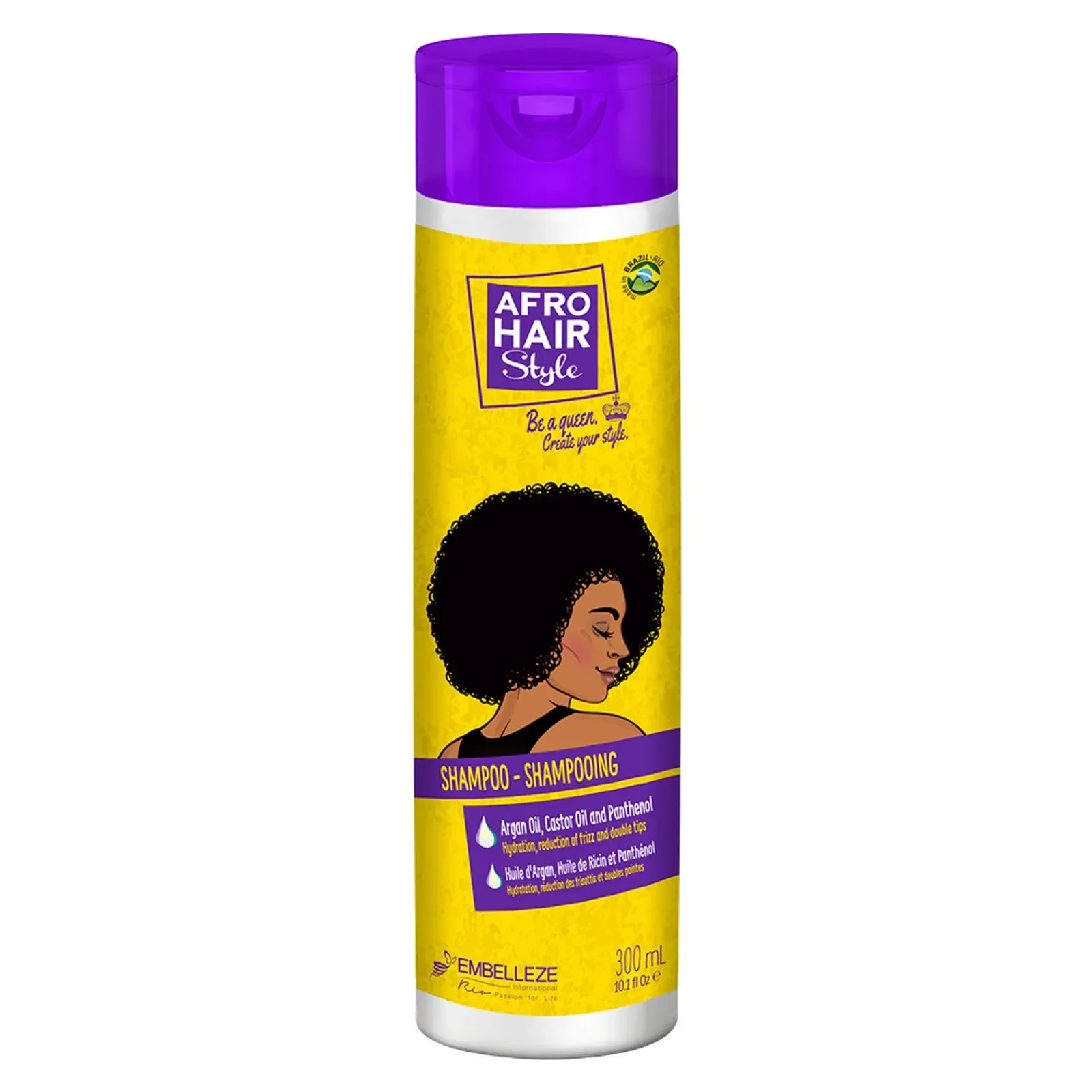 Embelleze AfroHair Kit Cuidado Diário 4 Produtos (Champô 300ml + Condicionador 300ml + Creme de Pentear 500g + Ativador de Caracóis 500ml)