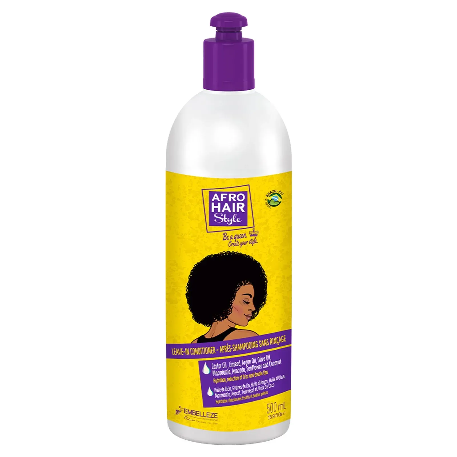 Embelleze AfroHair Kit Cuidado Diário 4 Produtos (Champô 300ml + Condicionador 300ml + Creme de Pentear 500g + Ativador de Caracóis 500ml)