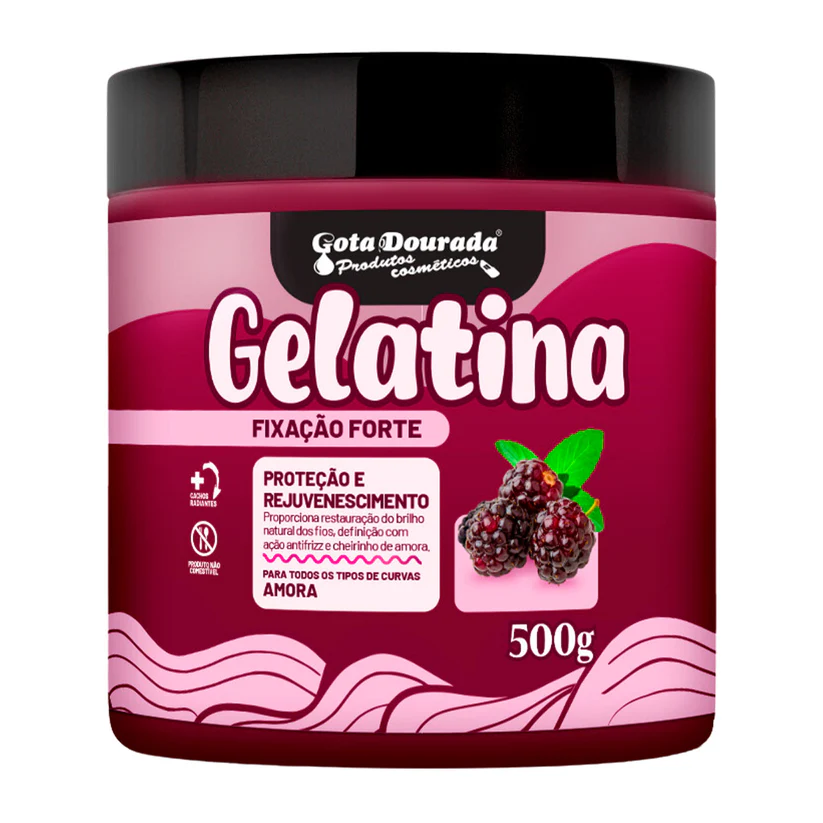 Gota Dourada Gelatina de Amora Fixação Forte 500g