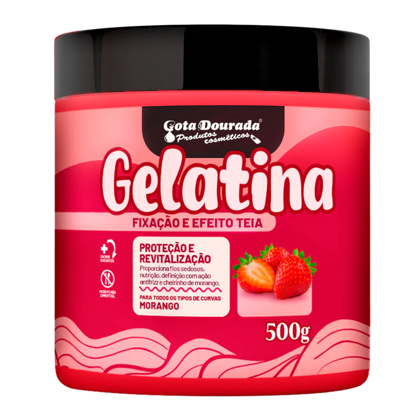 Gota Dourada Gelatina de Morango Fixação e Efeito Teia 500g