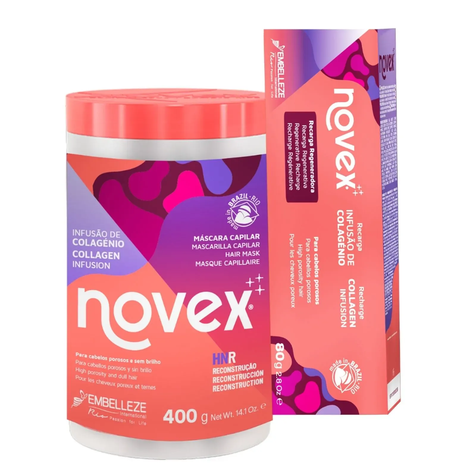 Kit Novex Infusão de Colagénio Creme de Tratamento 400g + Recarga 40g