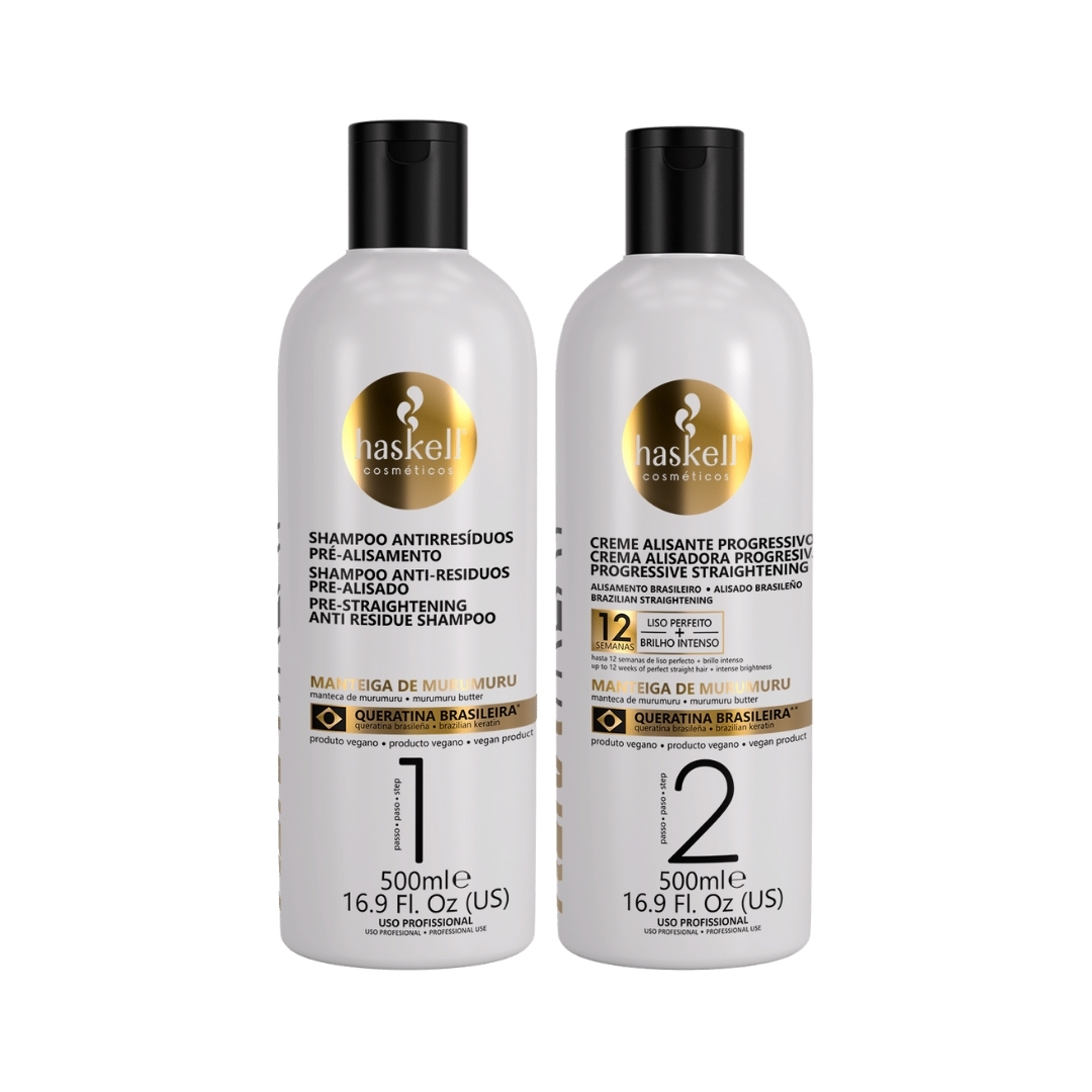 Kit Haskell Keratreat Shampoo 500ml + Creme Alisante 500ml