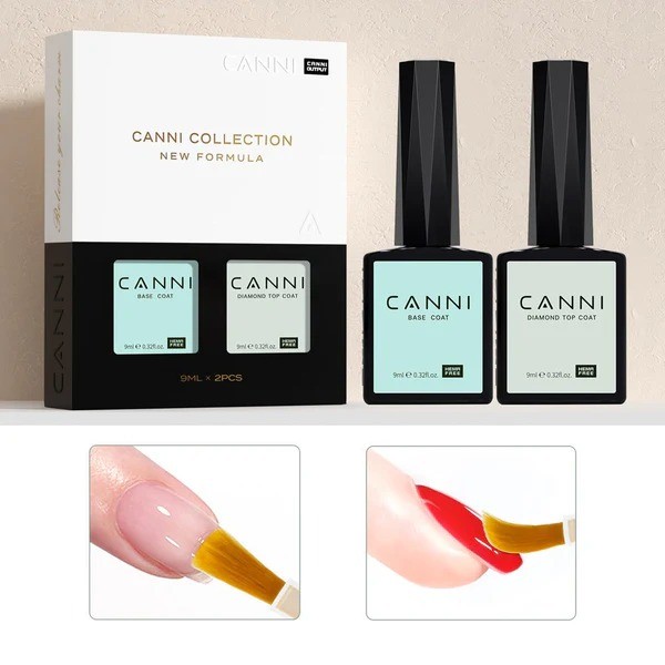 CANNI Conjunto Base e Top Coat HEMA Free/TPO Free 2x9ml