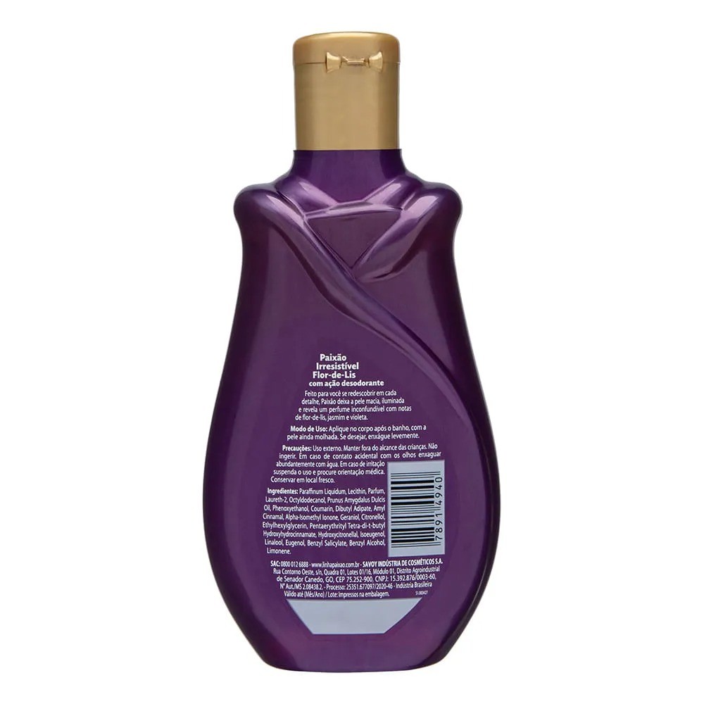 Paixão Óleo Deo Corporal Irresistível Flor-de-Lis 200 ml - Imagen 5