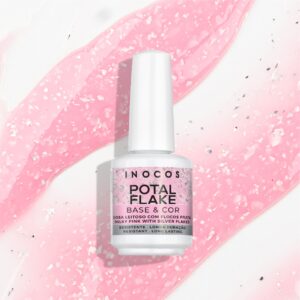 Inocos Potal Flake Base & Cor Rosa Leitoso com Flocos Prata 15 ml