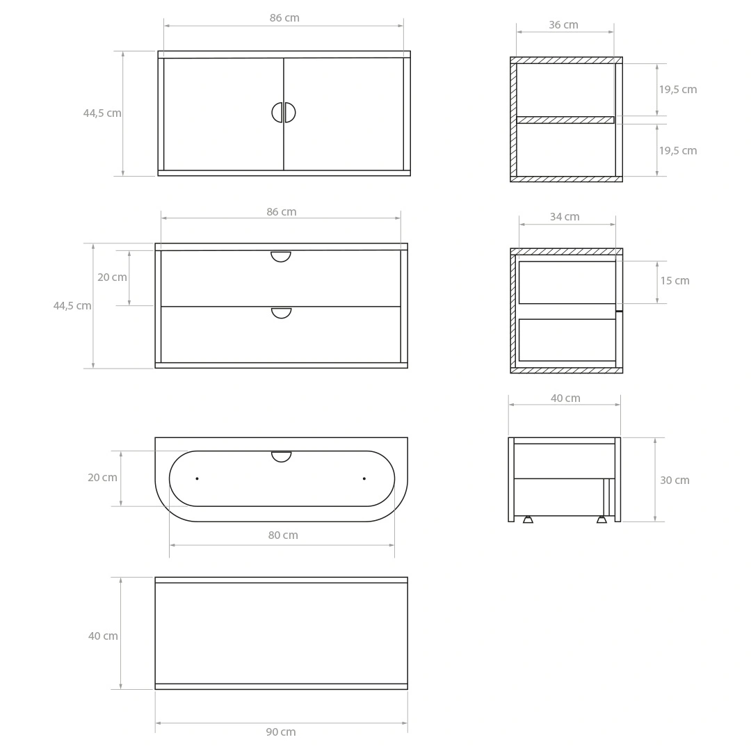 Naggura Cômoda Ikon 2M Modular Cinzento - Imagen 5
