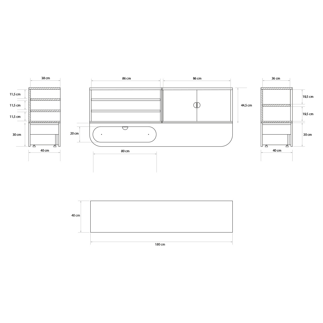 Naggura Sideboard Ikon 2M Modular Cinzento - Image 5