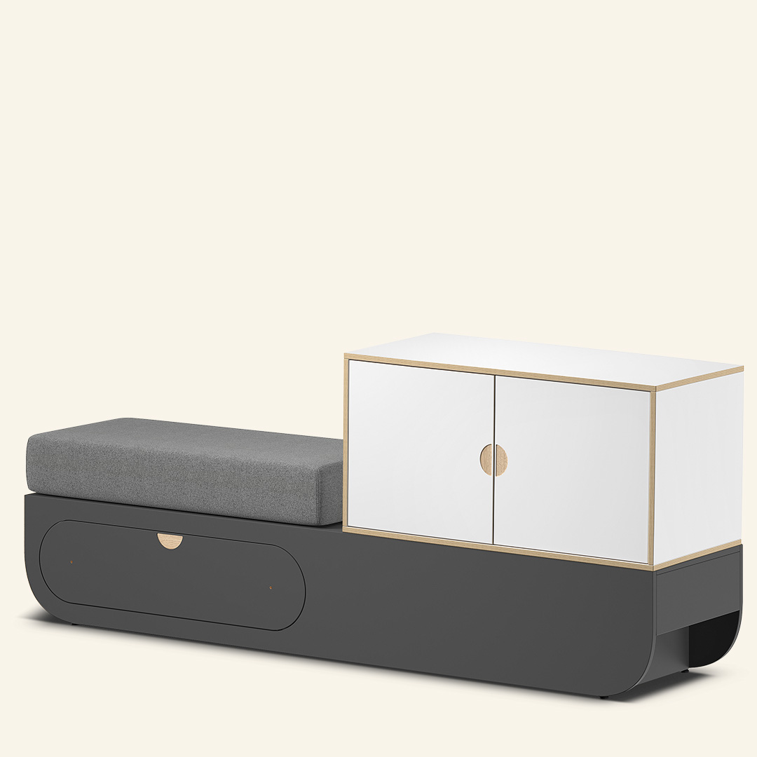 Naggura Banco Mudança Ikon Armário Cinzento