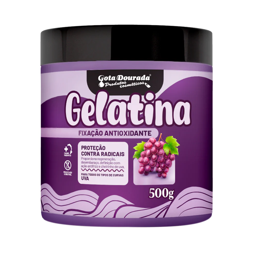 Gota Dourada Gelatina de Uva Definição e Brilho 500 g