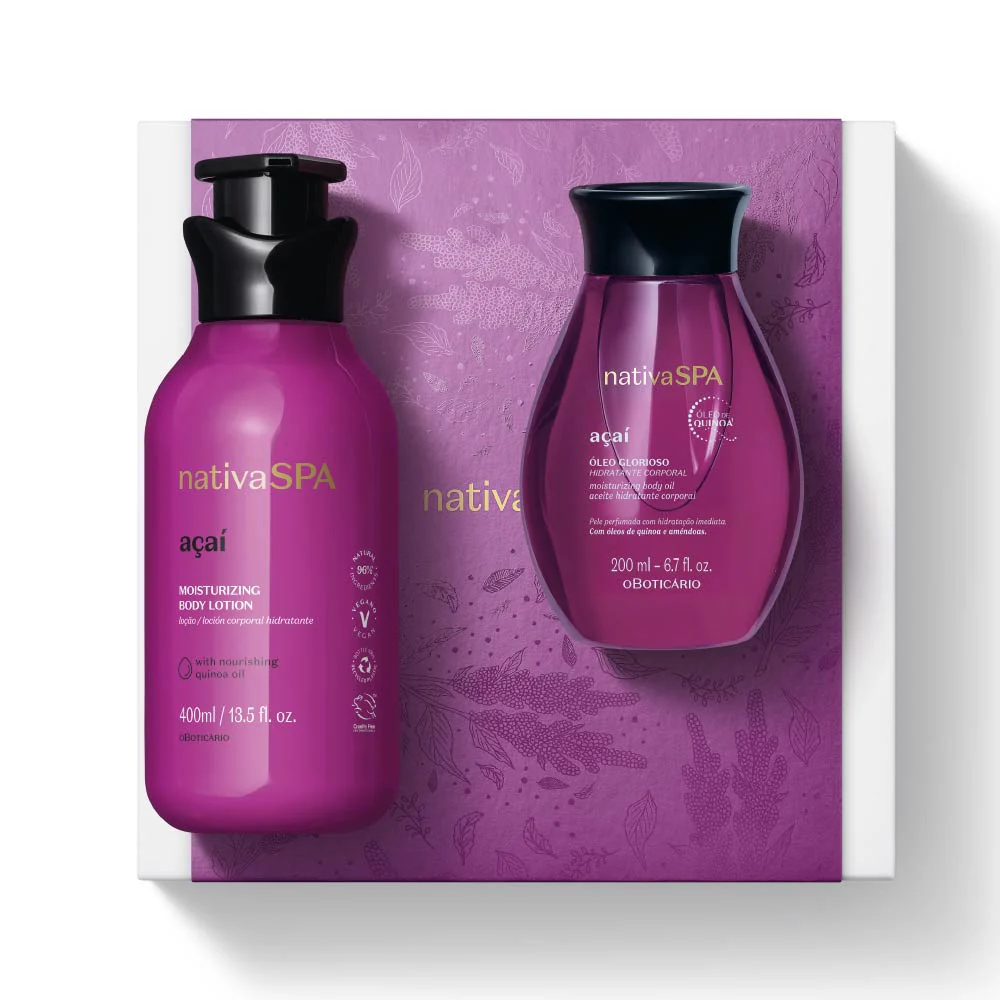 O Boticário Coffret Dia do Amor Nativa Spa Açaí com Loção 400ml + Óleo 200ml
