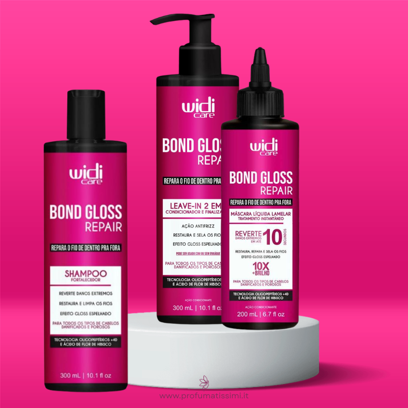 Widi Care Kit Bond Gloss Repair Reparação Capilar Shampoo 300ml + Máscara Lamelar 200ml + Leave-In 300ml