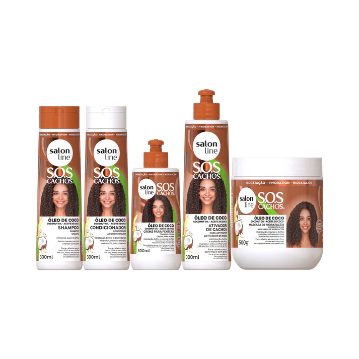 Kit Salon Line S.O.S Tratamiento Profundo Rizos Coco Champú + Acondicionador + Mascarilla + Crema Peinadora (Cópia)