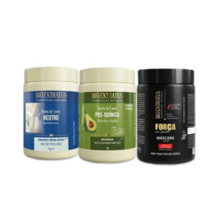 Bio Extratus Kit Cronograma Capilar Cabelos Danificados Neutro, Pós-Química e Força com Pimenta 3x1Kg