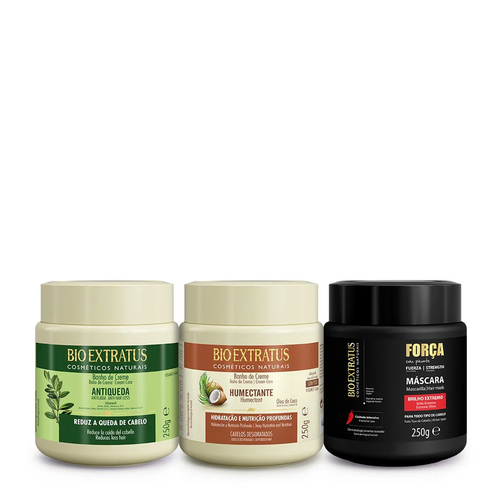 Bio Extratus Kit Cronograma Força e Crescimento Capilar 3x250g